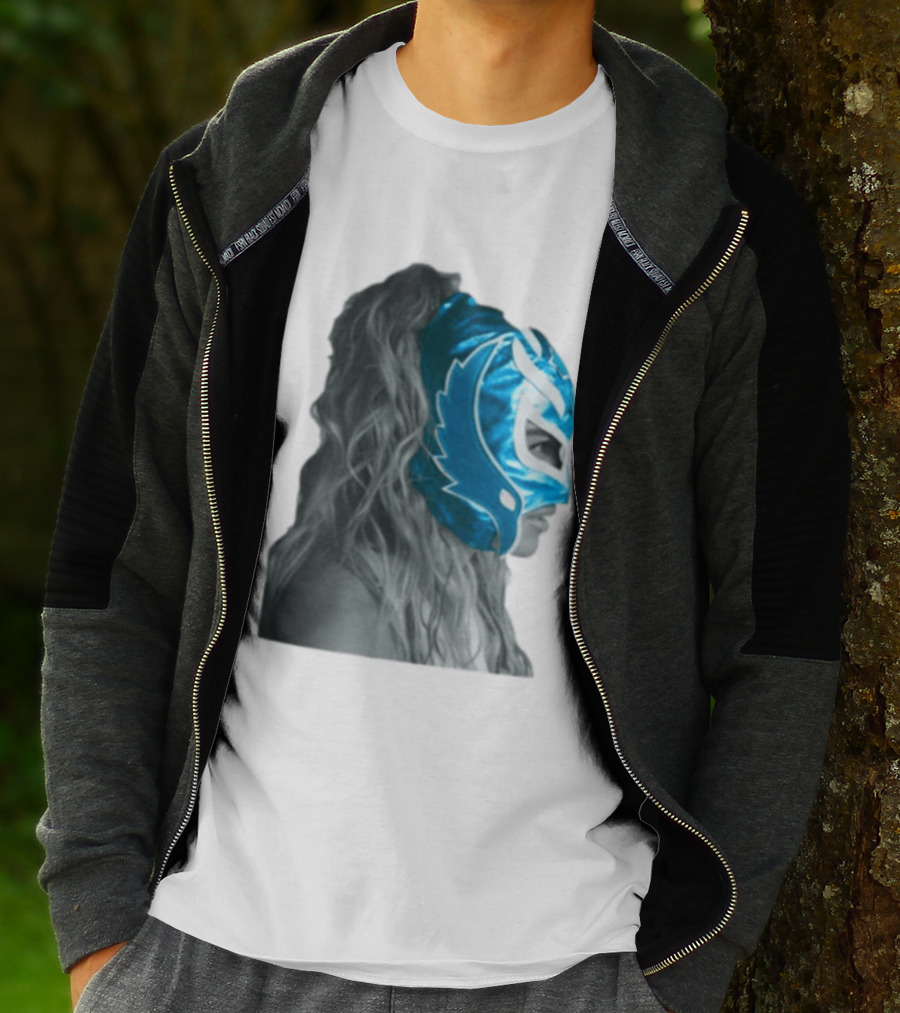Karol G Store Limited Edition Cream Blue Luchador Mask T-Shirt