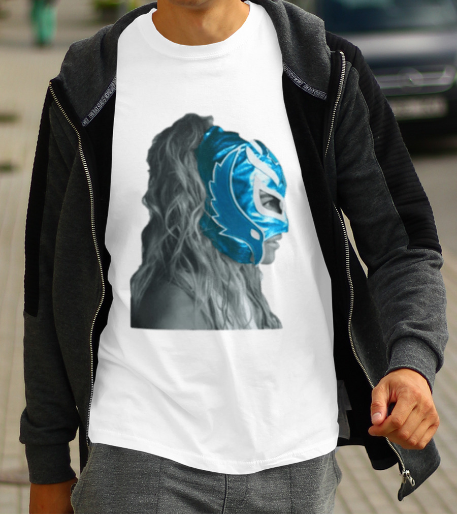 Karol G Store Limited Edition Cream Blue Luchador Mask T-Shirt