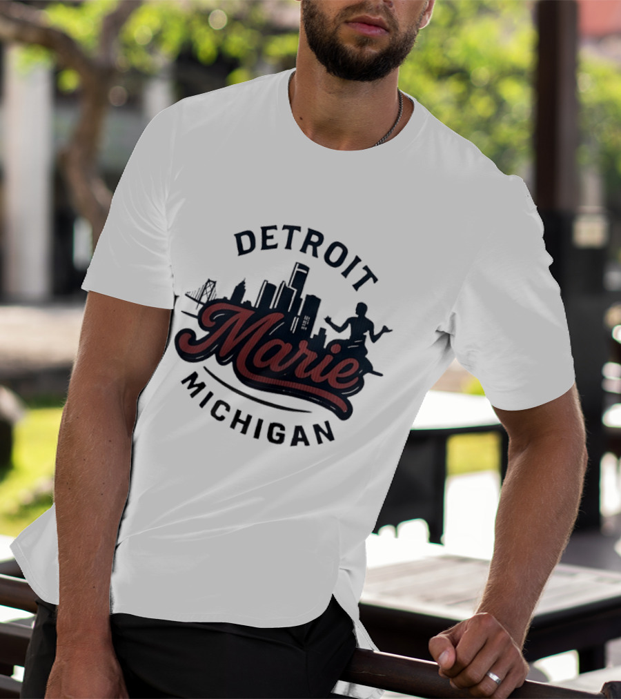 Detroit Michigan Marie Skyline T-Shirt