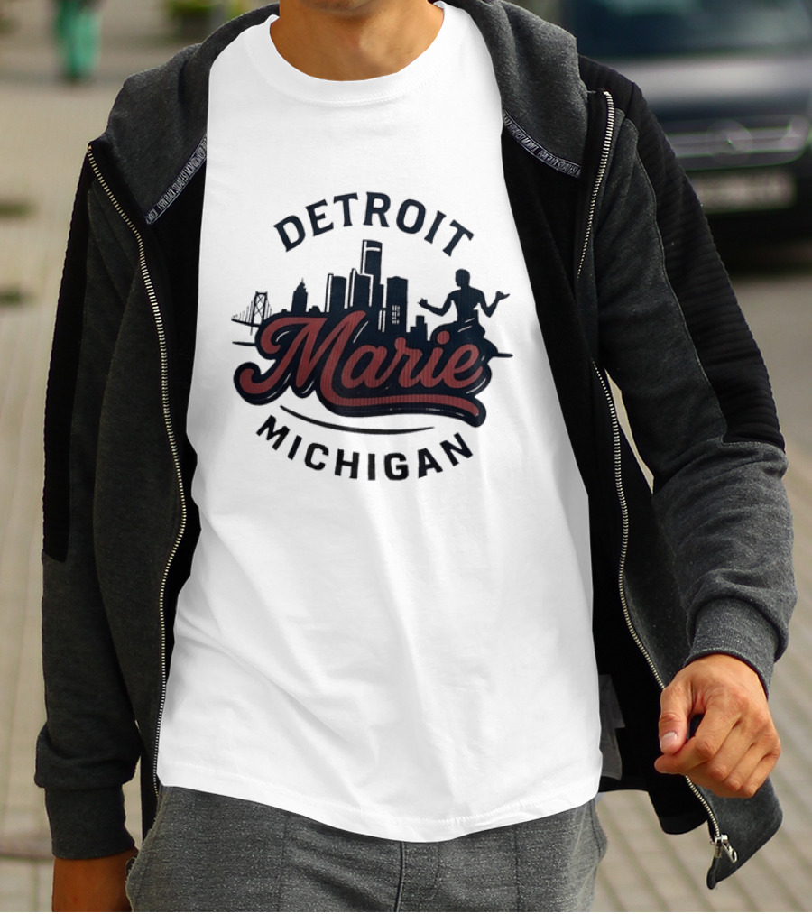 Detroit Michigan Marie Skyline T-Shirt