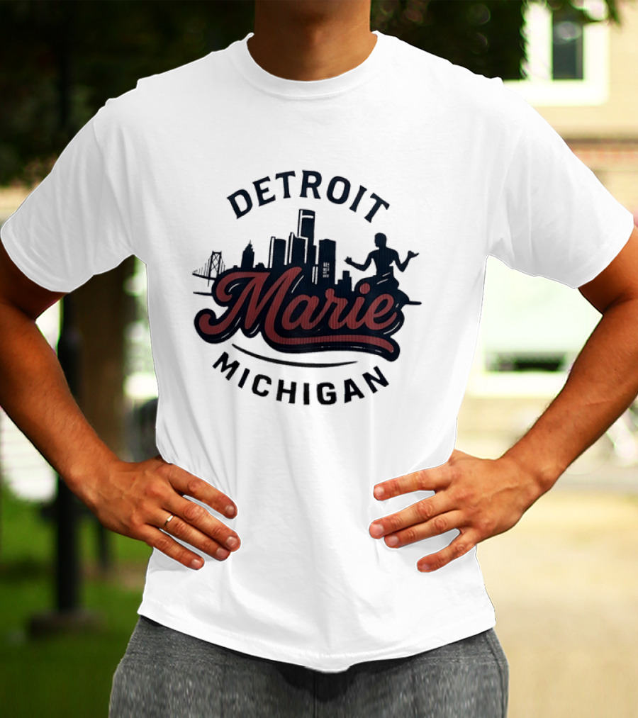 Detroit Michigan Marie Skyline T-Shirt