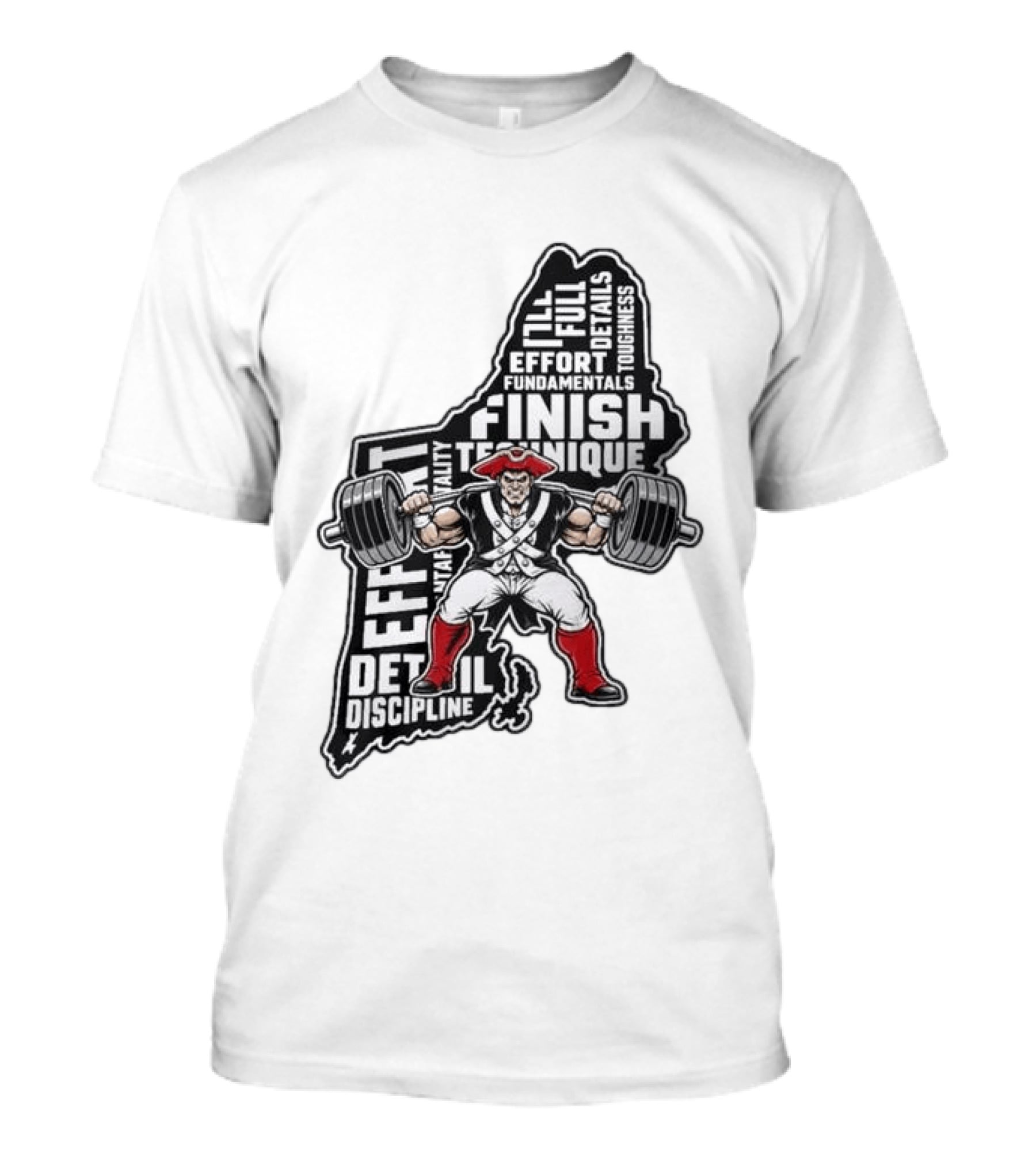 Patriots Weight Room Effort Discipline Finish Technique Toughness T-Shirt