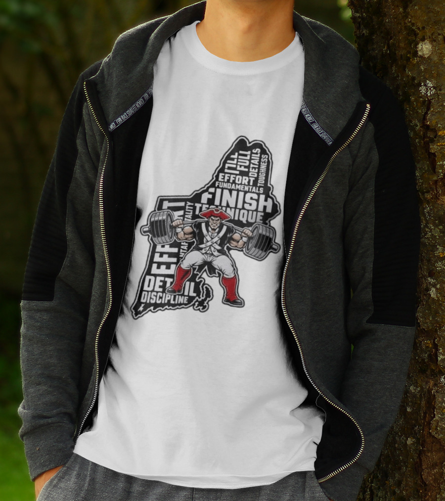 Patriots Weight Room Effort Discipline Finish Technique Toughness T-Shirt