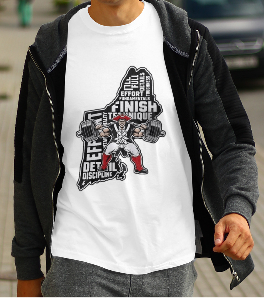 Patriots Weight Room Effort Discipline Finish Technique Toughness T-Shirt