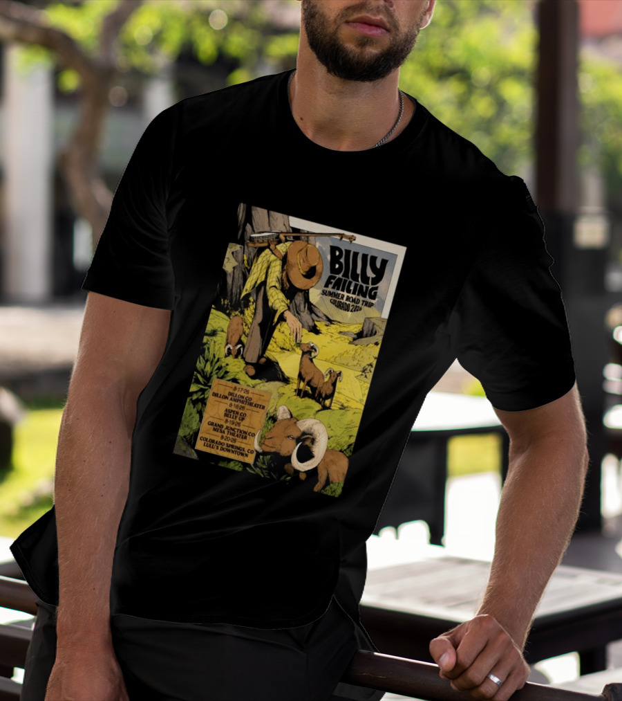 Billy Failing Summer Road Trip Colorado 2026 Dillon Amphitheater Belly Up Mesa Theater Lulu's Downtown T-Shirt