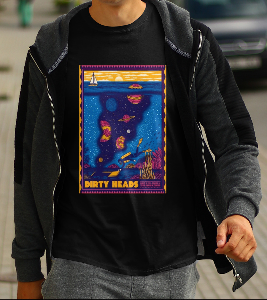 Dirty Heads August 15 2026 Tour Concord CA With Underwater Cosmic Scene T-Shirt