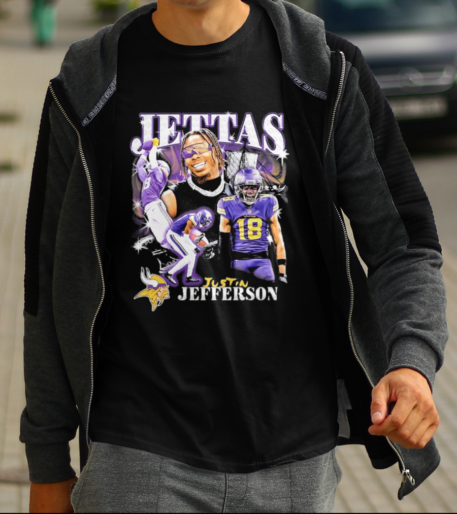 Fanatics Black Jettas Justin Jefferson Minnesota Vikings Notorious Player T-Shirt