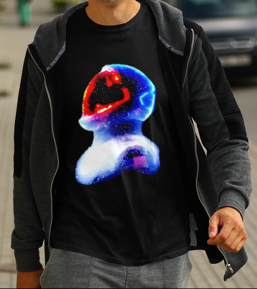 Galaxy Astronaut With American Flag Space Cosmic Adventure T-Shirt