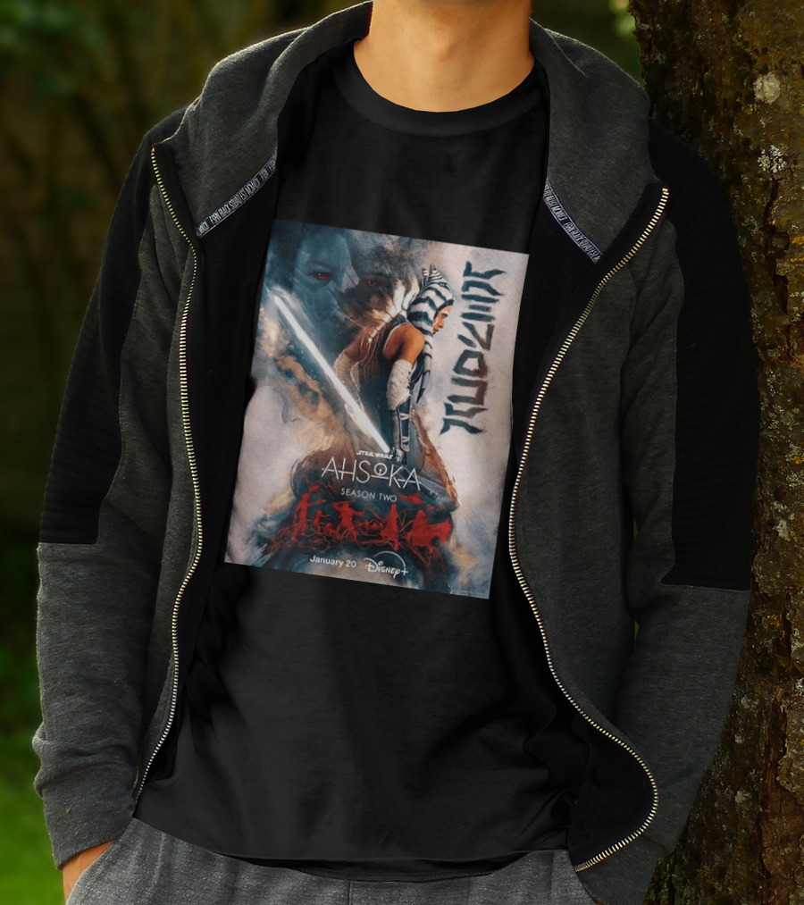 Star Wars Ahsoka Season 2 Premiering January 20 Disney Plus Featuring Lightsaber And Characters T-Shirt