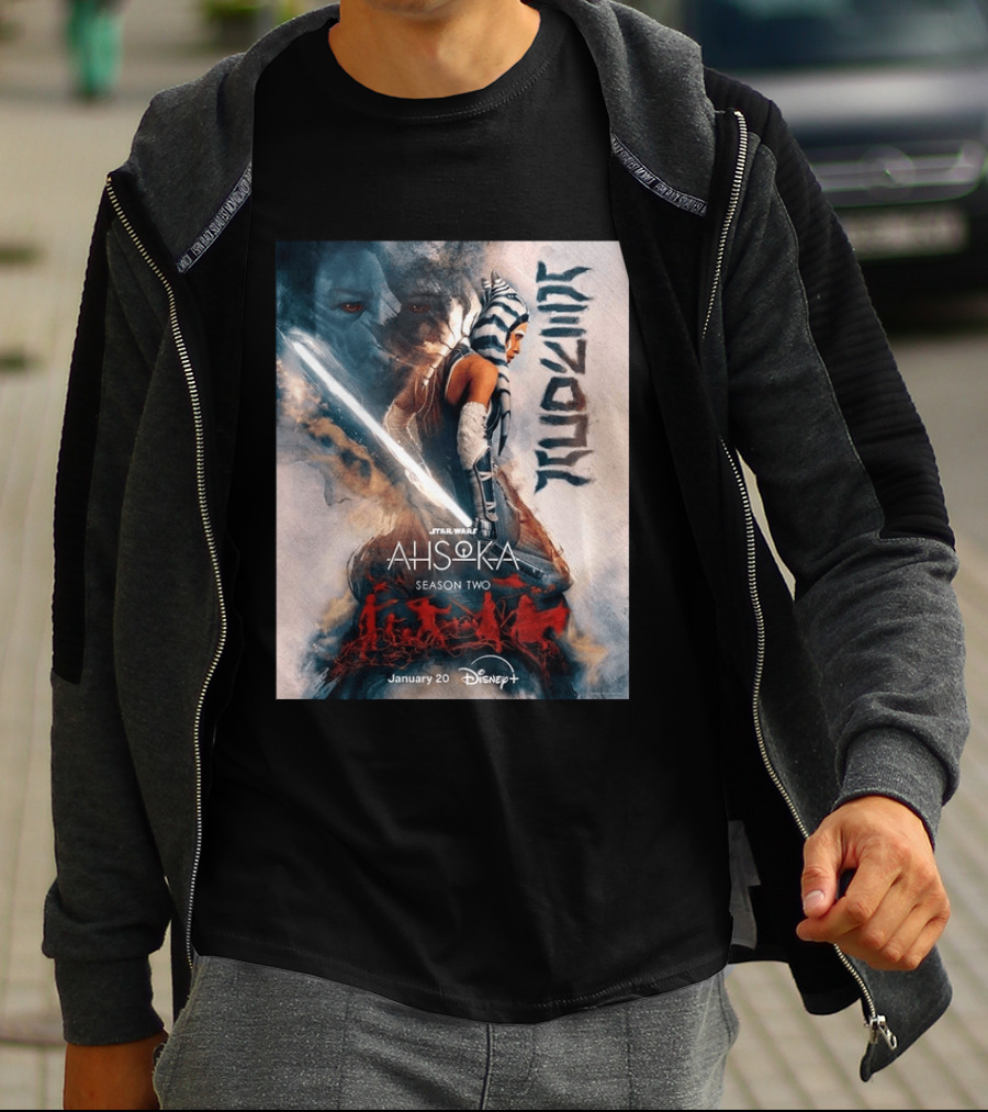 Star Wars Ahsoka Season 2 Premiering January 20 Disney Plus Featuring Lightsaber And Characters T-Shirt