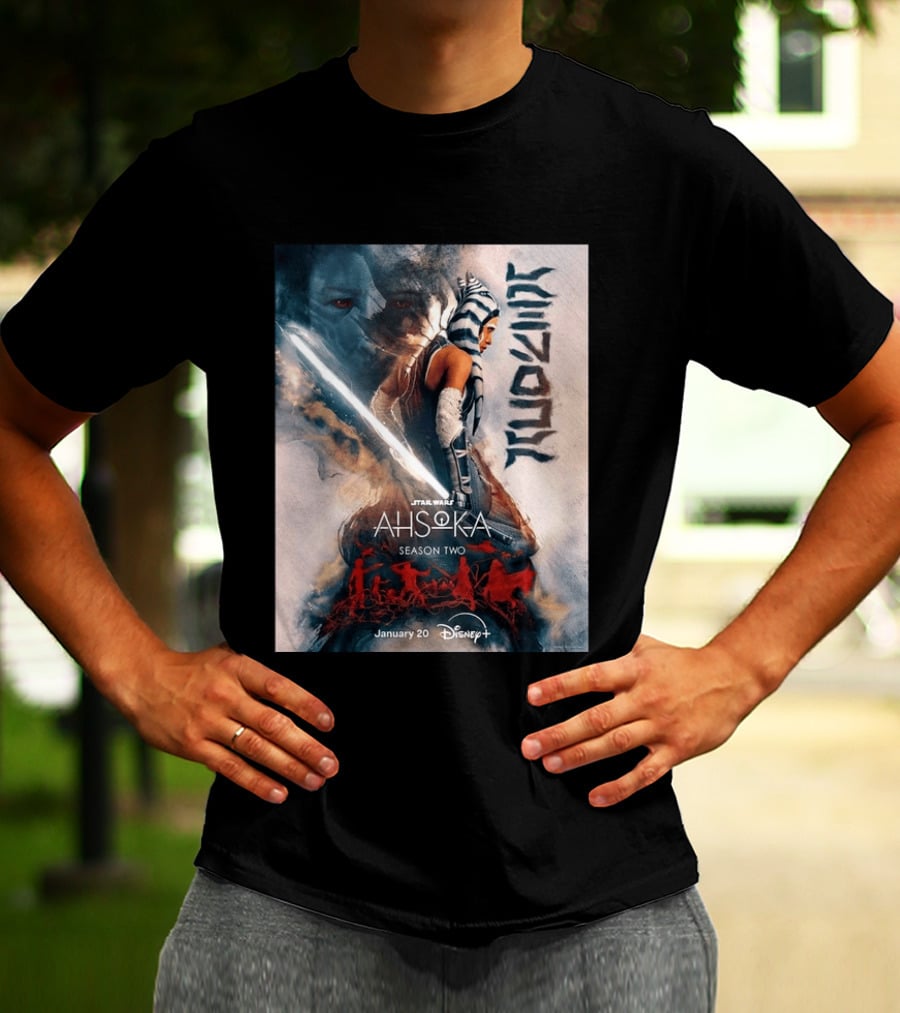 Star Wars Ahsoka Season 2 Premiering January 20 Disney Plus Featuring Lightsaber And Characters T-Shirt