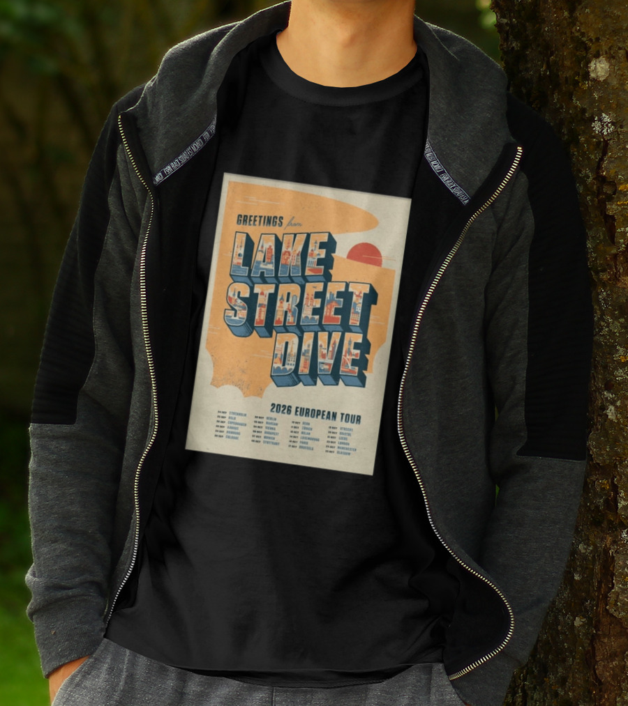 Greetings From Lake Street Dive 2026 European Tour Stockholm Berlin Paris Vienna Amsterdam London Glasgow T-Shirt