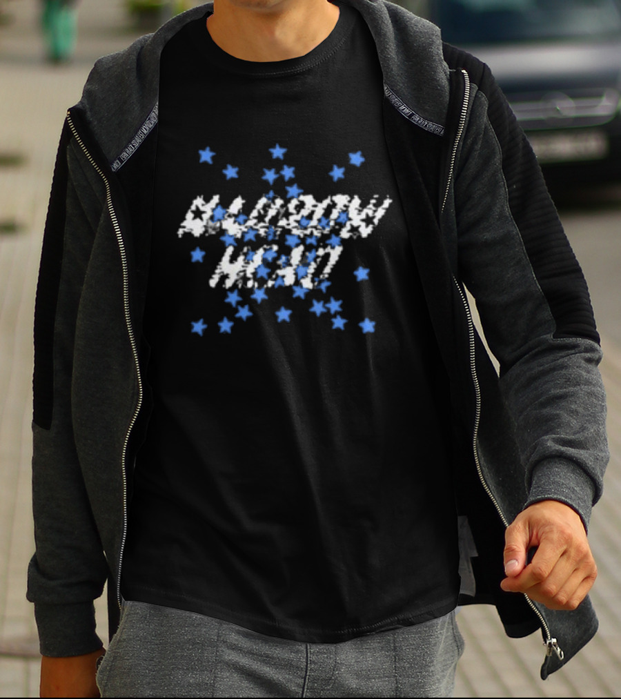 Narrow Head Starry Pattern Blue White Stars T-Shirt