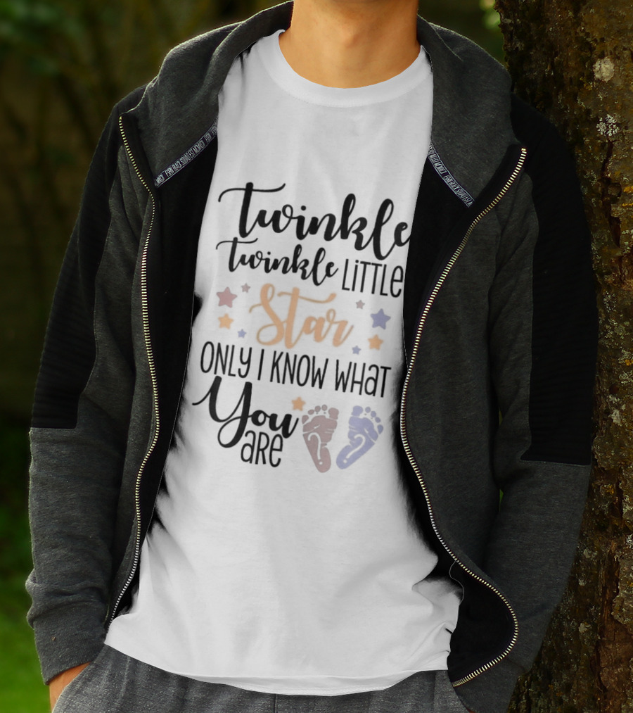 Twinkle Twinkle Little Star Only I Know What You Are Gender Reveal Baby Feet T-Shirt