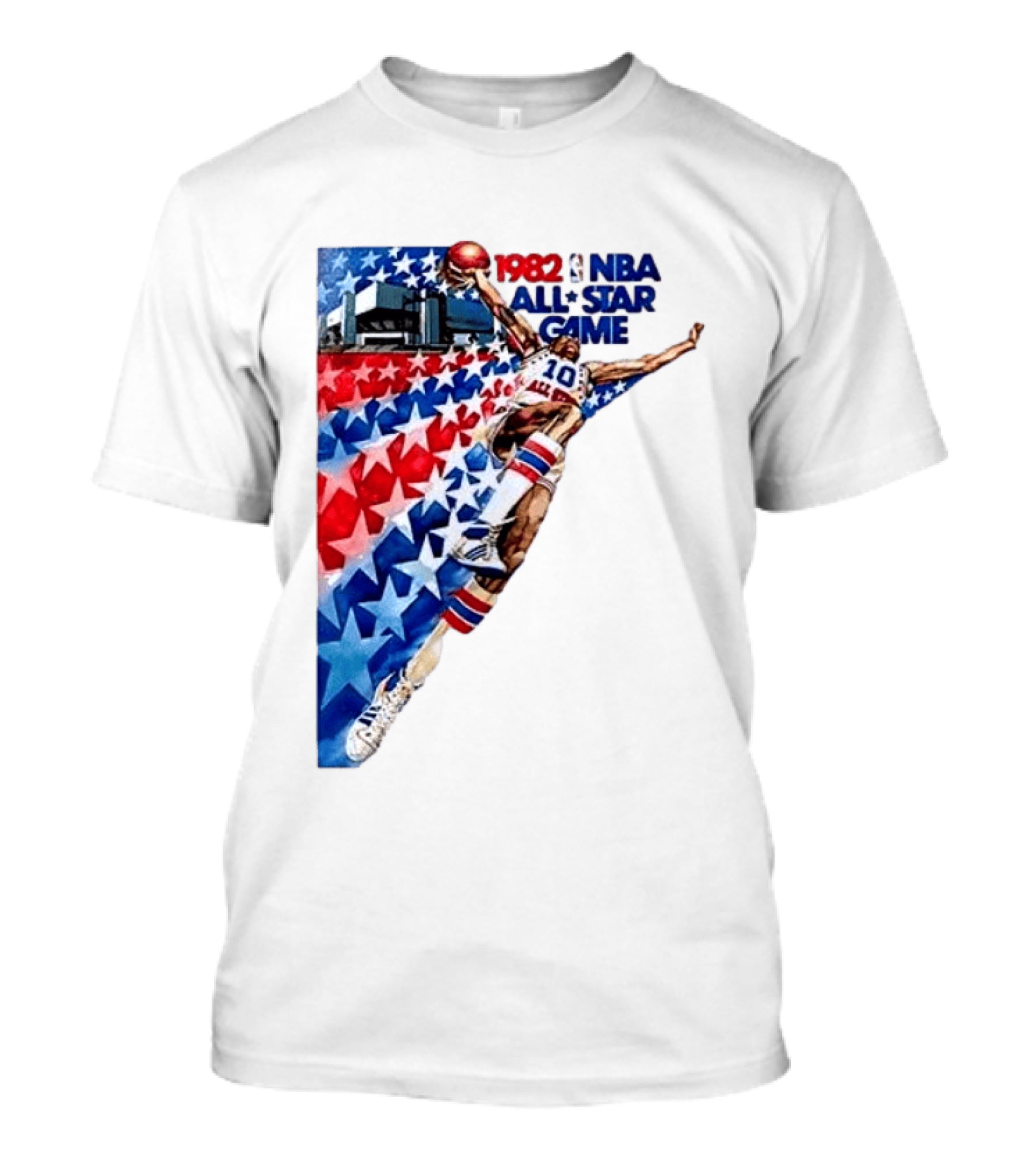 1982 NBA All Star Game Dunking Pose With Stars And Stripes T-Shirt