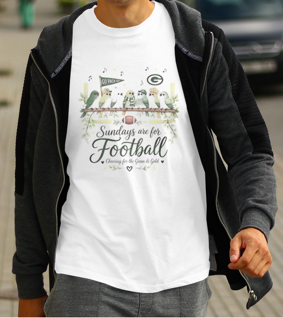 Green Bay Packers Sundays Are For Football Cheering For The Green And Gold T-Shirt