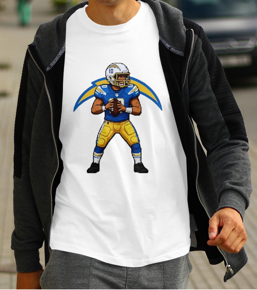 Justin Herbert Los Angeles Chargers Pixel T-Shirt