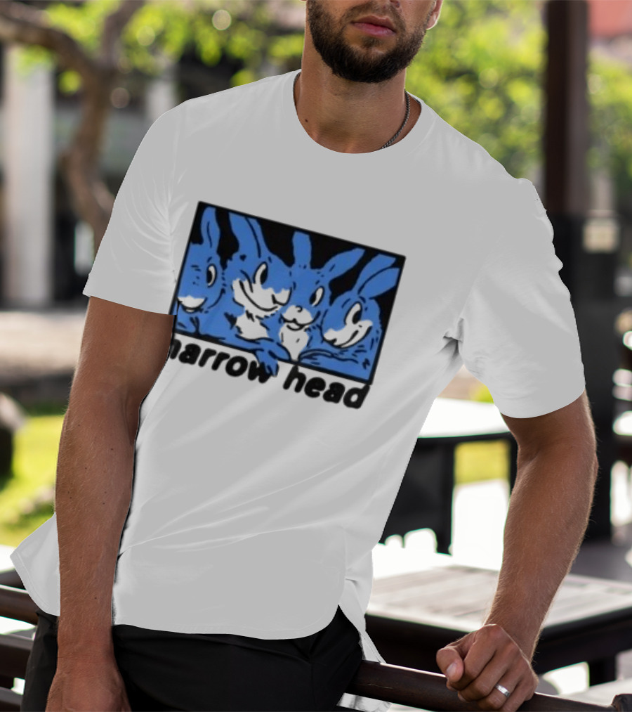 Narrow Head Four Rabbits Blue Black White T-Shirt