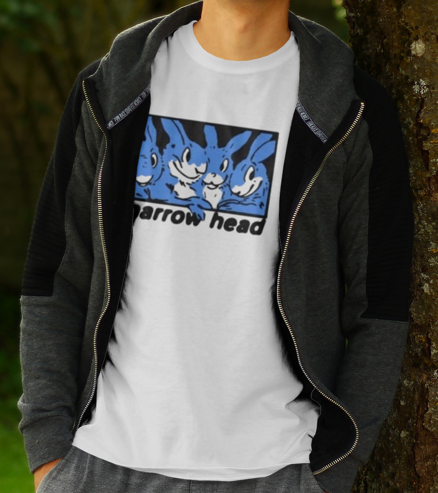Narrow Head Four Rabbits Blue Black White T-Shirt