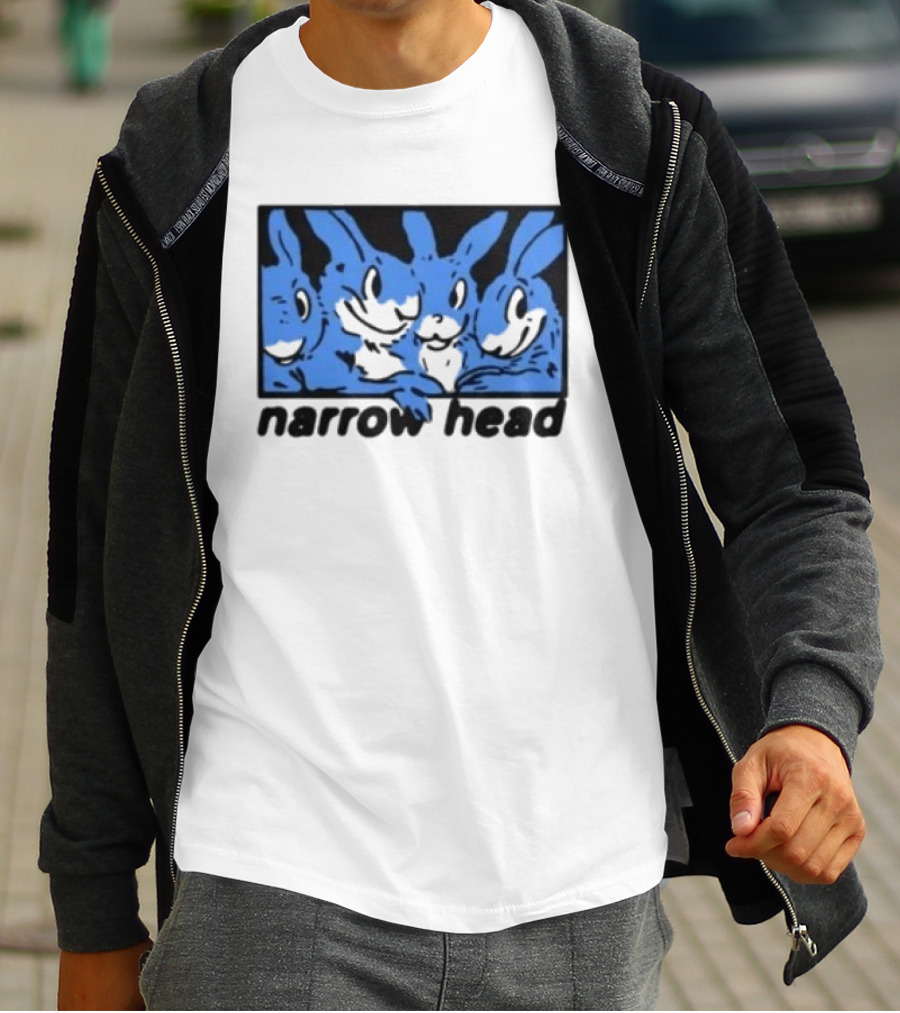 Narrow Head Four Rabbits Blue Black White T-Shirt