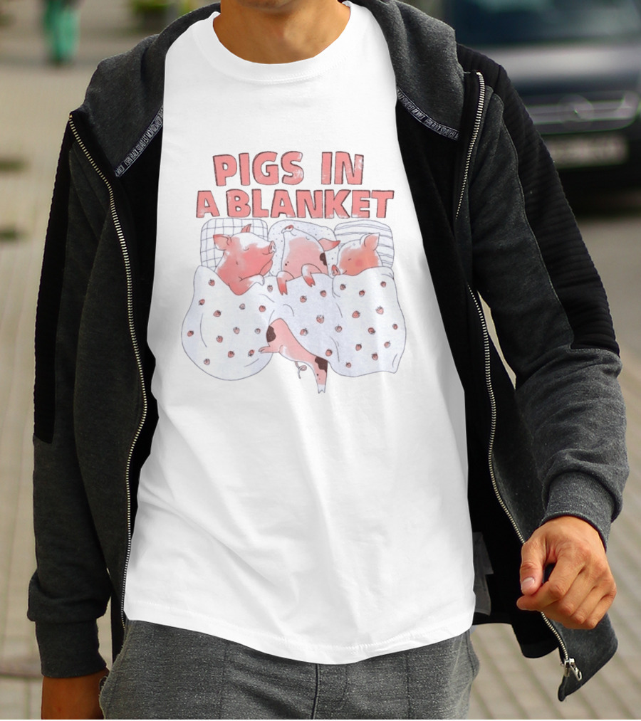 Pigs In A Blanket Cozy Strawberry Bedding T-Shirt