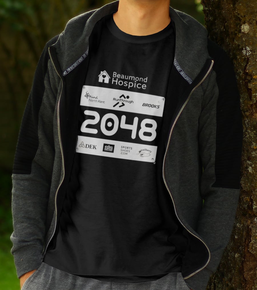 Beaumond Hospice Race Bib 2048 RunThrough Brooks Sports Shoes DEK Mind North Kent Hallbeck T-Shirt
