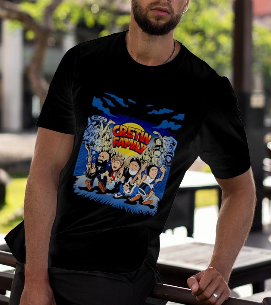 Cretin Family Ramones Cartoon Band Punk Rock Skull T-Shirt