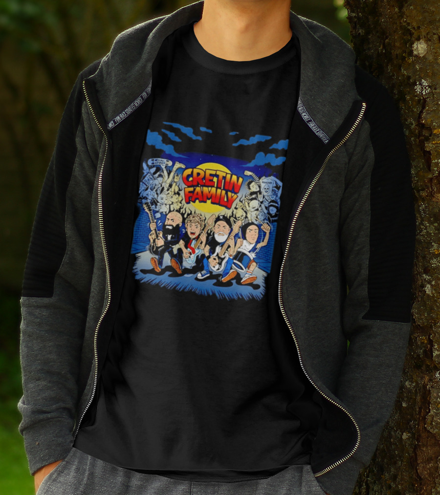 Cretin Family Ramones Cartoon Band Punk Rock Skull T-Shirt