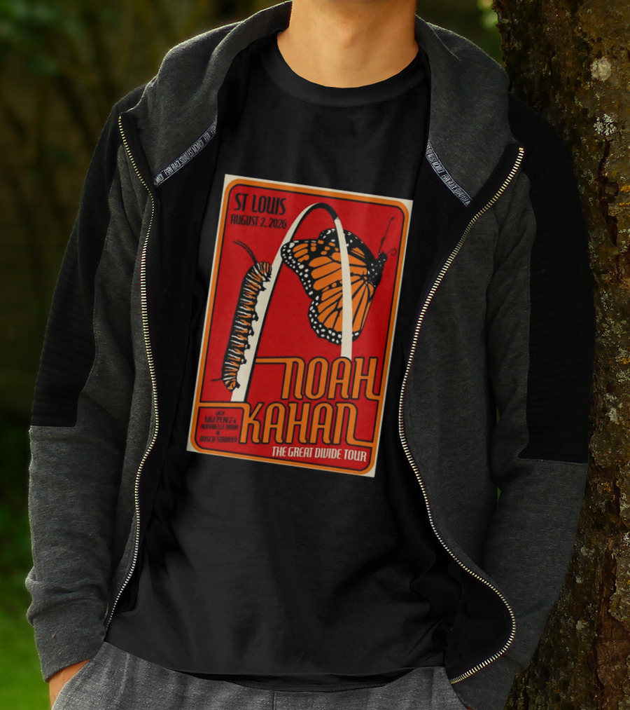 Noah Kahan August 2 2026 St Louis The Great Divide Tour Monarch Arch T-Shirt