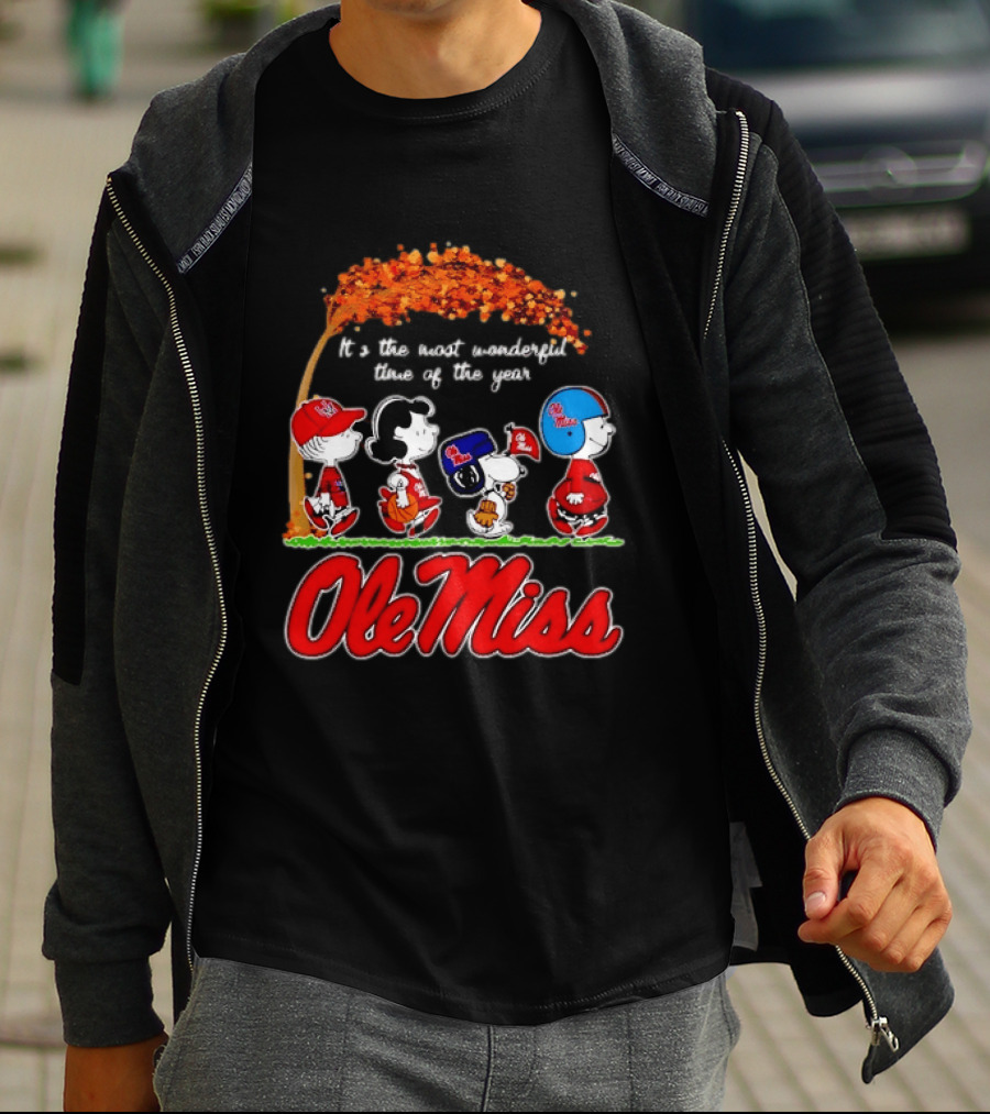 Ole Miss Rebels Peanuts Characters Most Wonderful Time Of The Year T-Shirt
