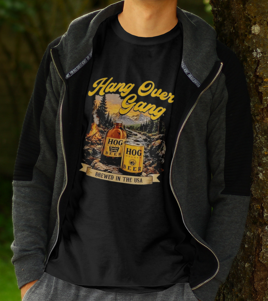 Hang Over Gang Hog Golden Beer Brewed In The USA Scenic Mountain T-Shirt
