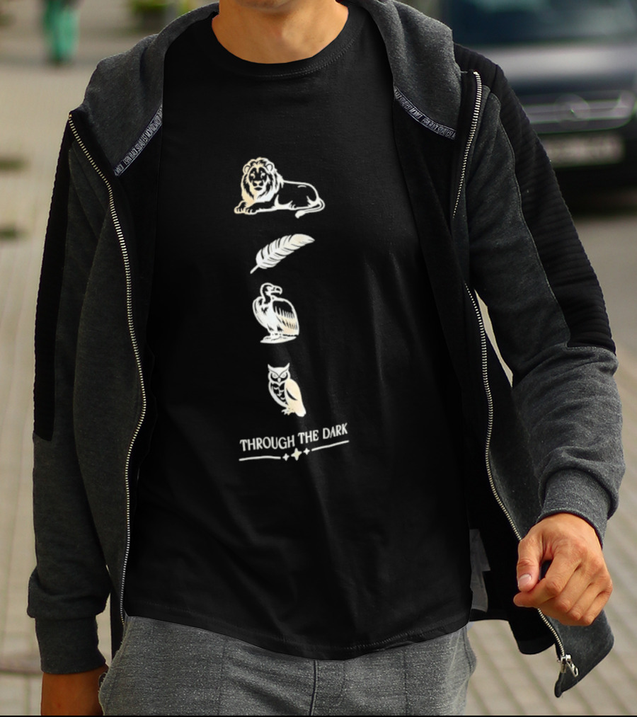 Through The Dark Lion Feather Heron Owl T-Shirt
