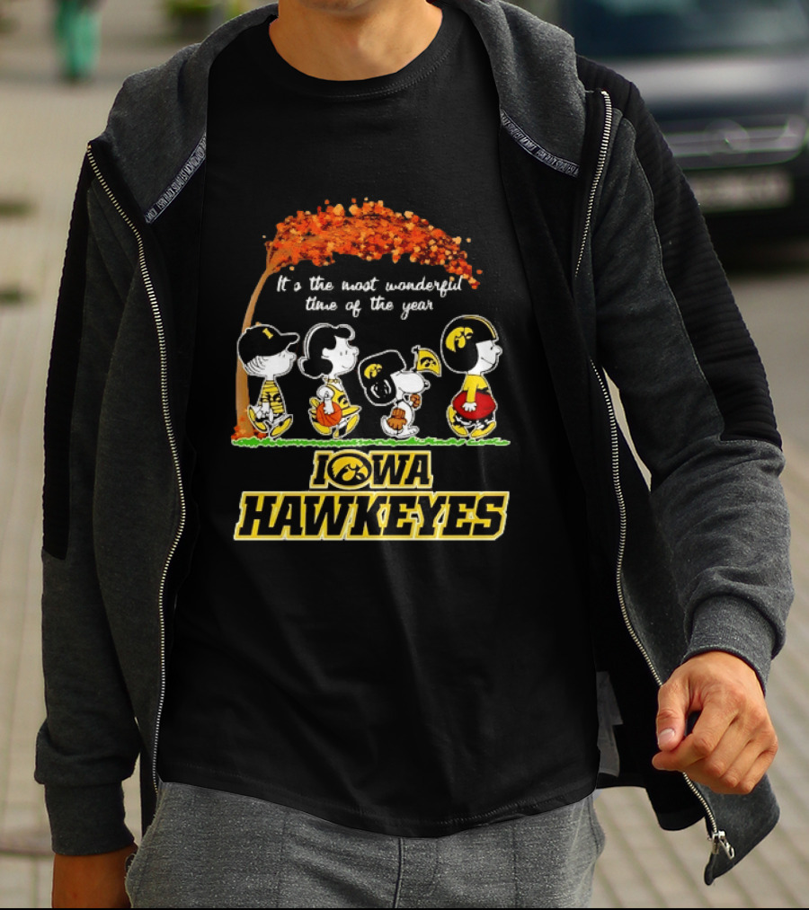 Iowa Hawkeyes Peanuts Characters It's The Most Wonderful Time Of The Year T-Shirt