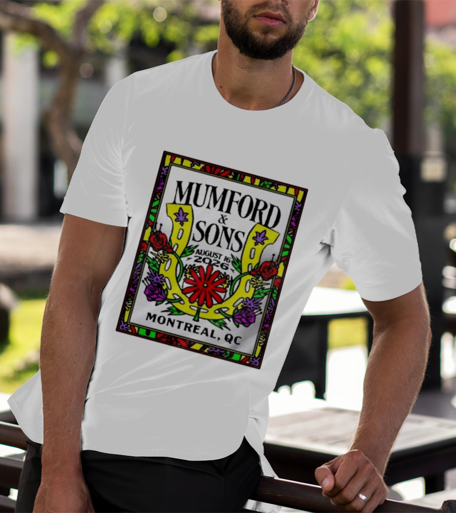 Mumford & Sons August 16 2026 Montreal QC Floral Horseshoe T-Shirt