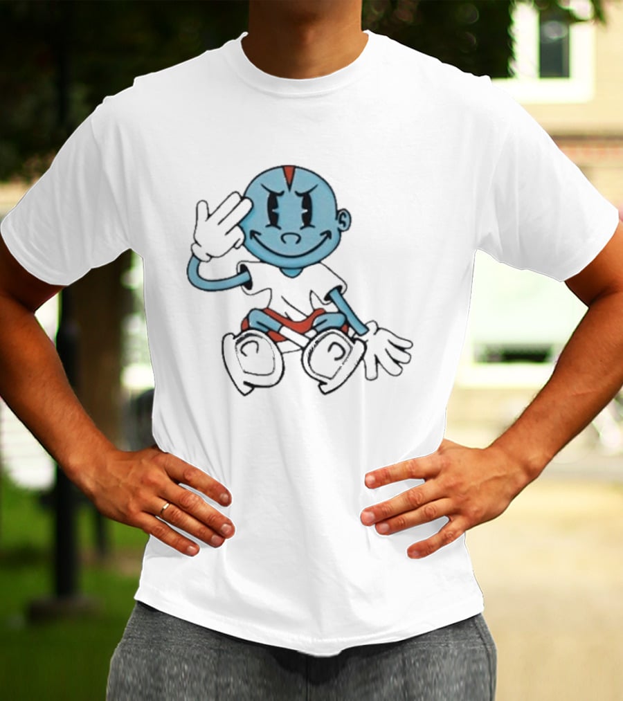 Lil Darkie Brahman Sits Blue Cartoon Figure With Red Shorts And Gloves T-Shirt