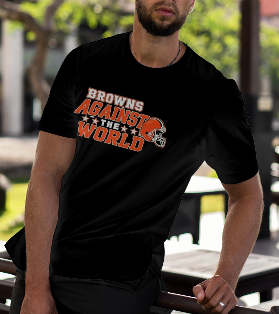 Browns Against The World Football Helmet Stars T-Shirt