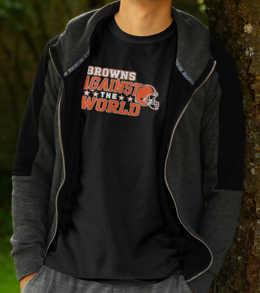 Browns Against The World Football Helmet Stars T-Shirt