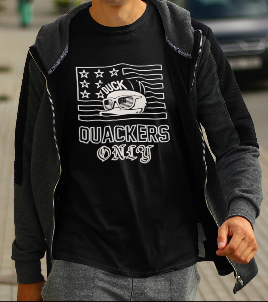 Quackers Only Duck American Flag T-Shirt