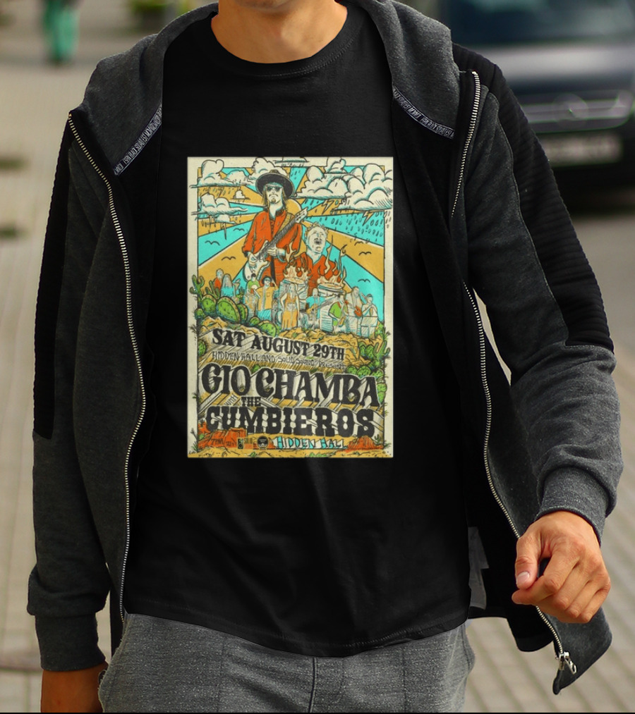 Gio Chamba The Cumbieros Live At Hidden Hall August 29th 2026 Concert T-Shirt