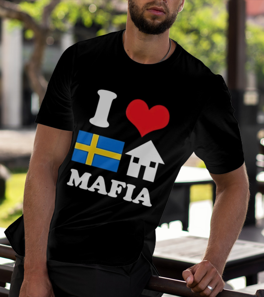 I Love Swedish Flag Heart House Mafia EDM Electronic Dance Music T-Shirt