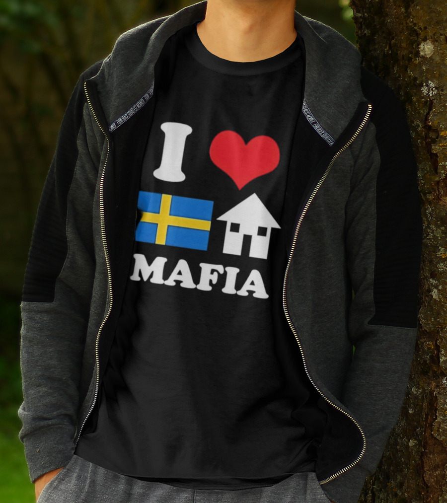 I Love Swedish Flag Heart House Mafia EDM Electronic Dance Music T-Shirt