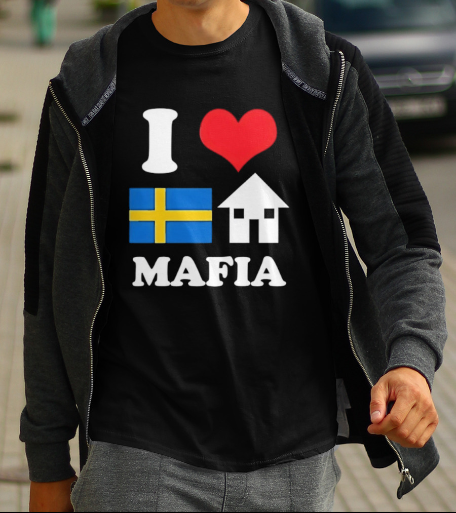 I Love Swedish Flag Heart House Mafia EDM Electronic Dance Music T-Shirt