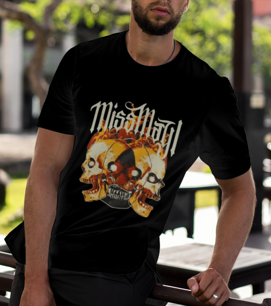 Miss May I Solid State Records Flaming Skulls Black T-Shirt