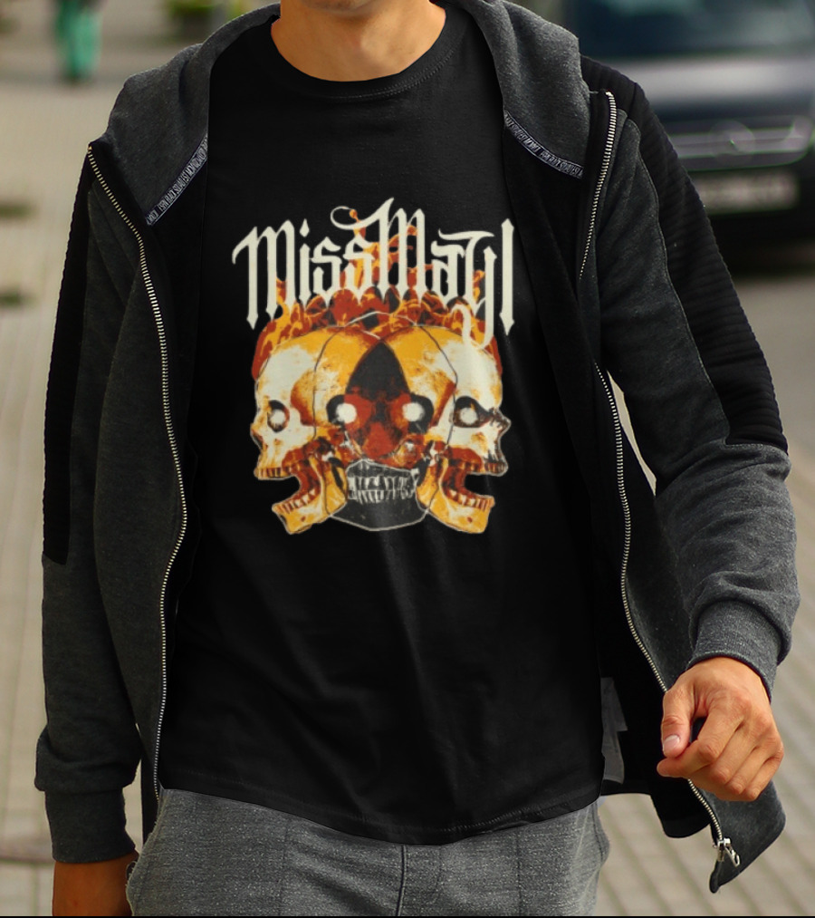 Miss May I Solid State Records Flaming Skulls Black T-Shirt