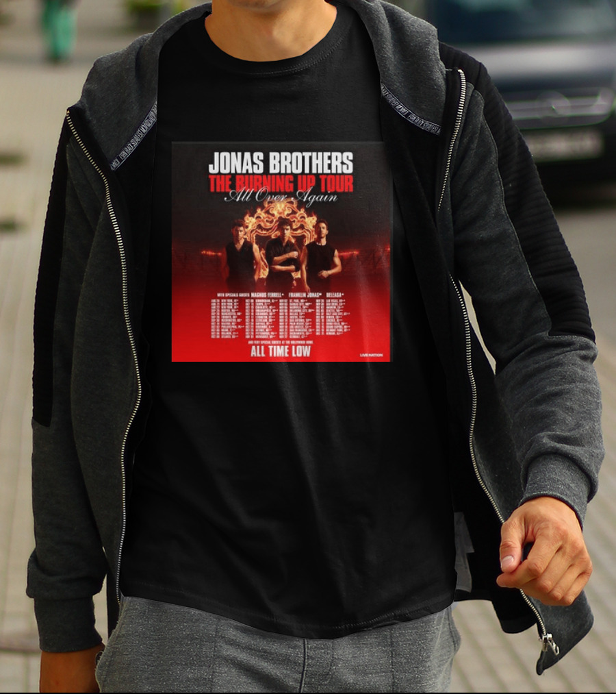 Jonas Brothers The Burning Up Tour All Over Again Featuring All Time Low And Support Acts T-Shirt