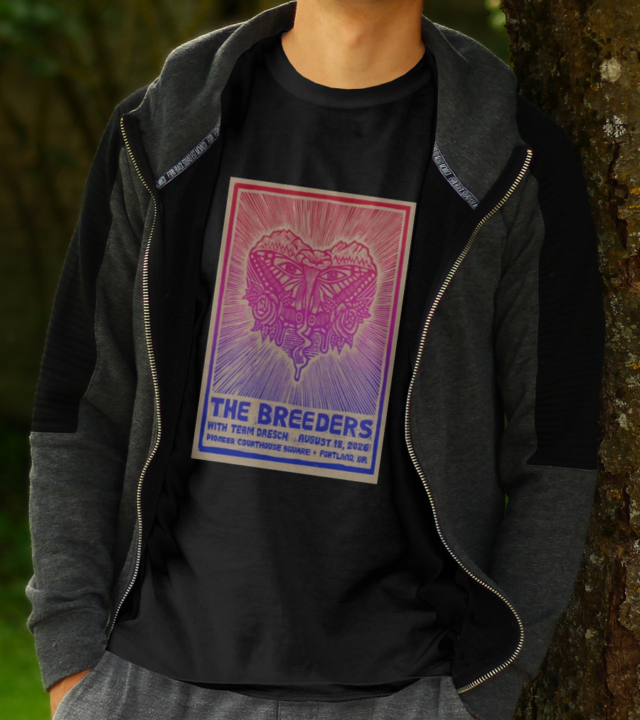 The Breeders With Team Dresch August 18 2026 Pioneer Courthouse Square Portland OR T-Shirt