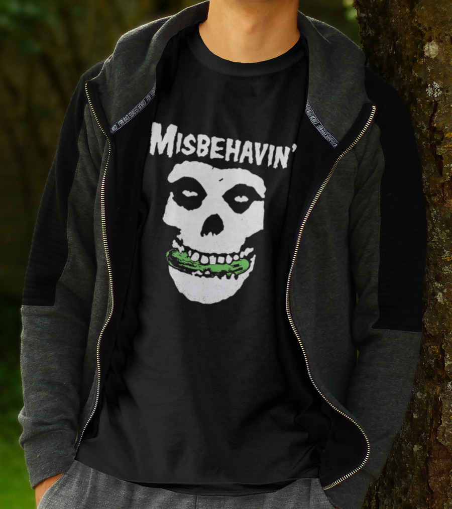 Misbehavin' Pickle Skull Misfits Punk Rock T-Shirt