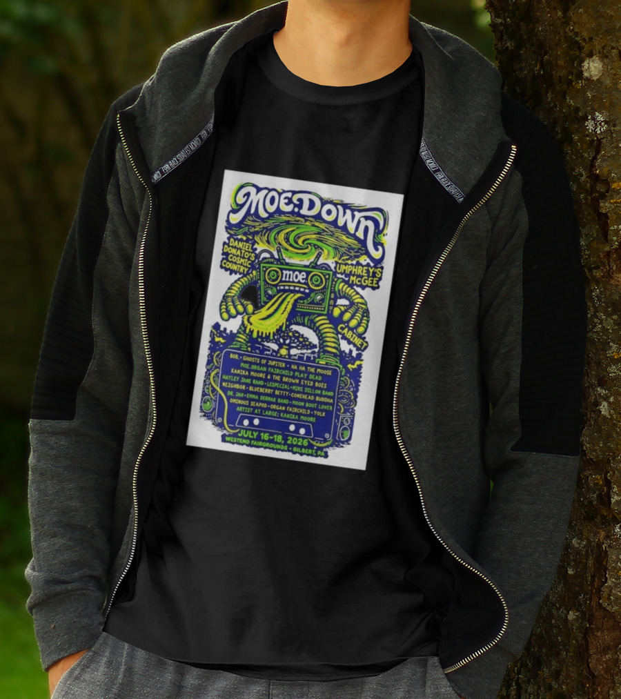 MoeDown July 16 18 2026 Westend Fairgrounds Gilbert PA Featuring Moe. Umphrey's McGee Daniel Donato's Cosmic Country Cabinet T-Shirt