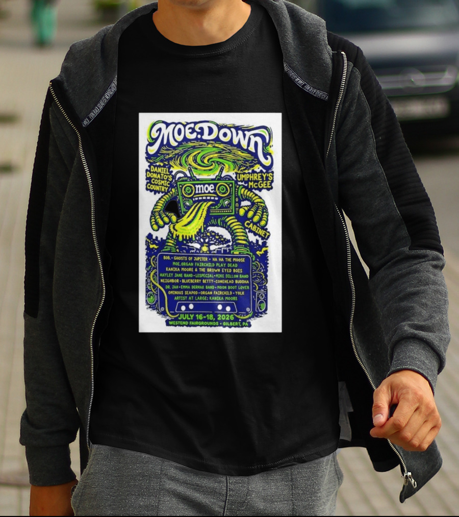MoeDown July 16 18 2026 Westend Fairgrounds Gilbert PA Featuring Moe. Umphrey's McGee Daniel Donato's Cosmic Country Cabinet T-Shirt