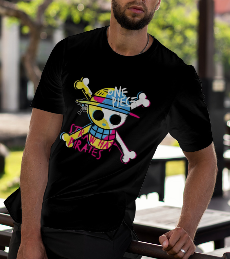One Piece Straw Hat Pirates Skull Colorful Anime Manga T-Shirt